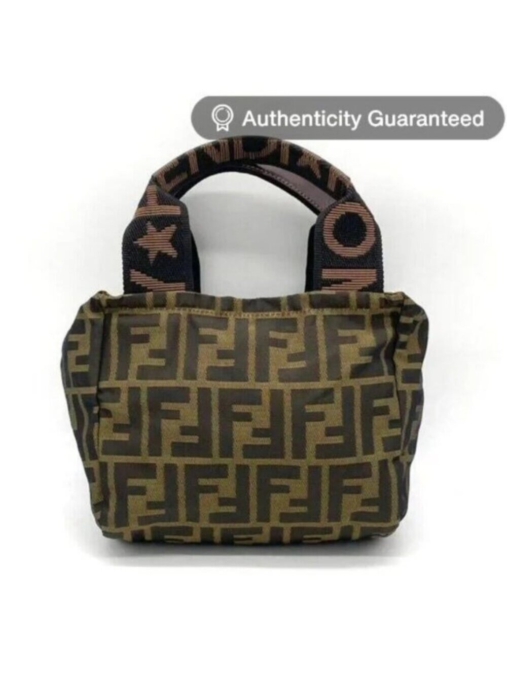 Fendi FF Vintage Zucca Canvas Mini Bag Small Handbag Tan Brown Y2